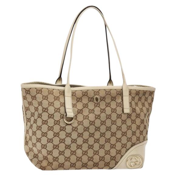 GUCCI GG Canvas Tote Bag Beige Gold - Picture 1 of 16